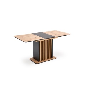 WILSON stół rozkładany, blat - dąb artisan / czarny, nogi - dąb artisan / czarny