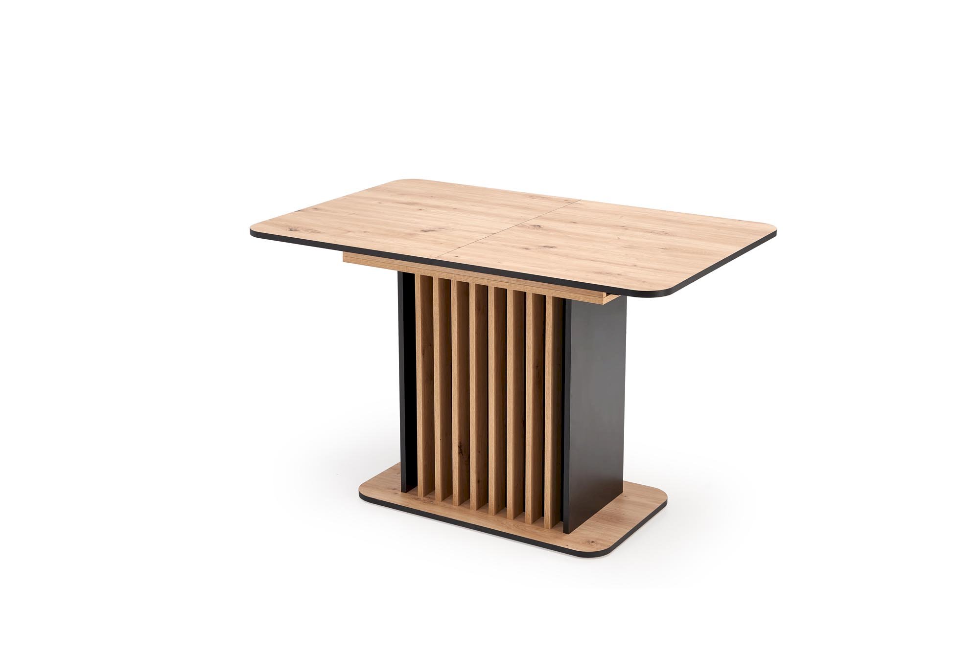 WILSON stół rozkładany, blat - dąb artisan / czarny, nogi - dąb artisan / czarny