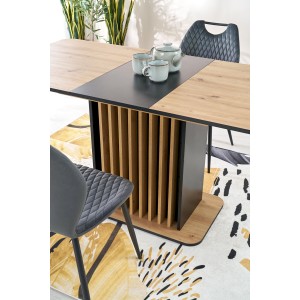 WILSON stół rozkładany, blat - dąb artisan / czarny, nogi - dąb artisan / czarny