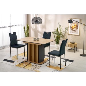 WILSON stół rozkładany, blat - dąb artisan / czarny, nogi - dąb artisan / czarny