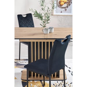 WILSON stół rozkładany, blat - dąb artisan / czarny, nogi - dąb artisan / czarny