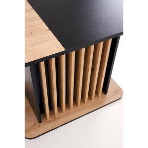 WILSON stół rozkładany, blat - dąb artisan / czarny, nogi - dąb artisan / czarny