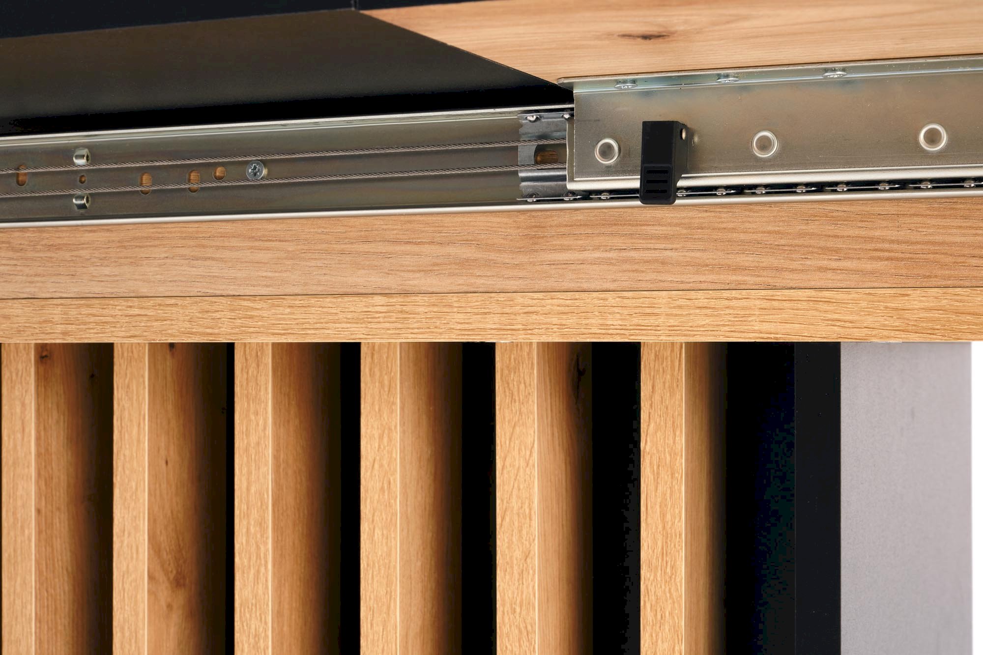 WILSON stół rozkładany, blat - dąb artisan / czarny, nogi - dąb artisan / czarny