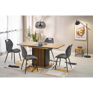 WILSON stół rozkładany, blat - dąb artisan / czarny, nogi - dąb artisan / czarny