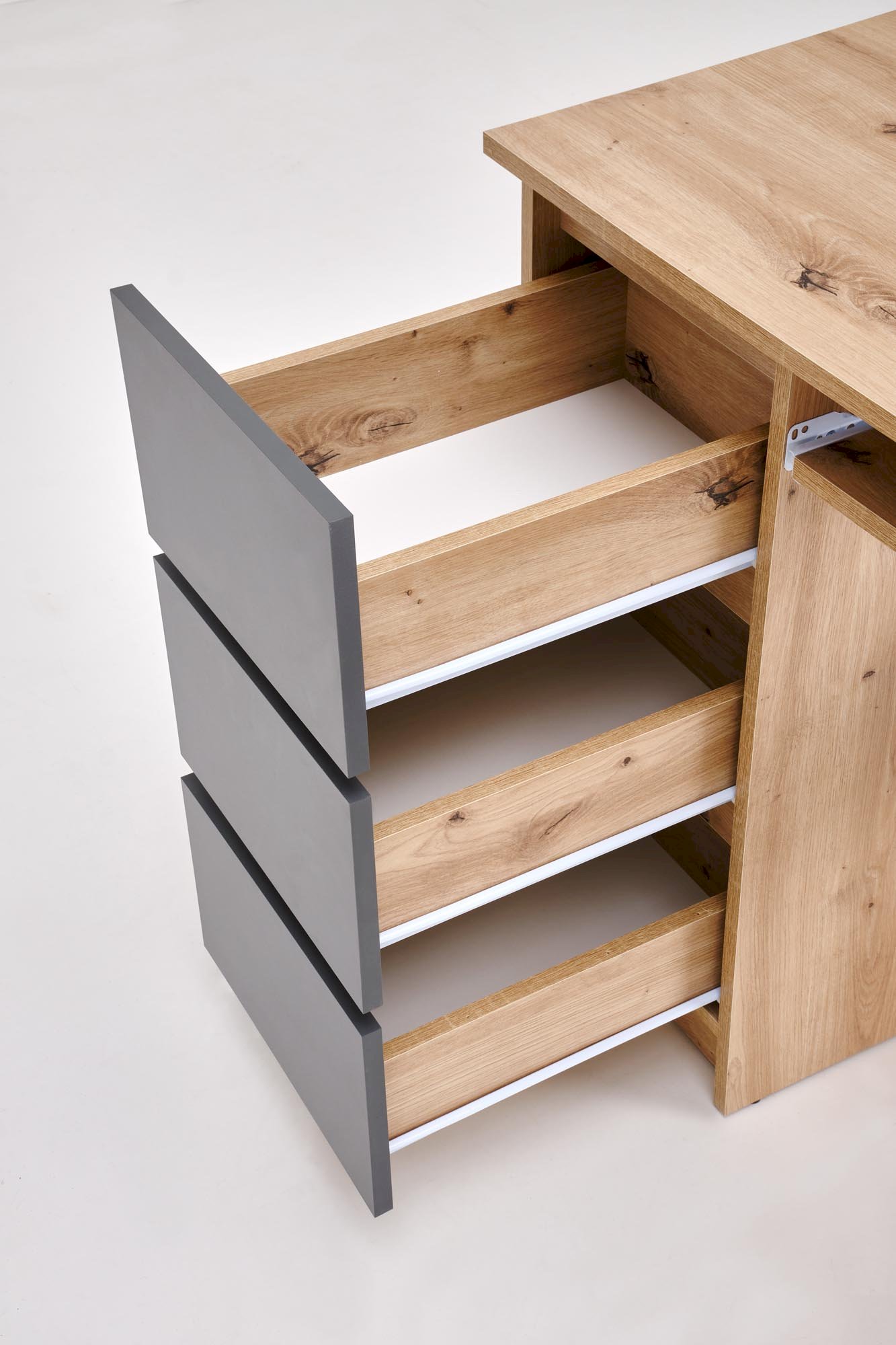 CINO biurko, dąb artisan / grafitowy