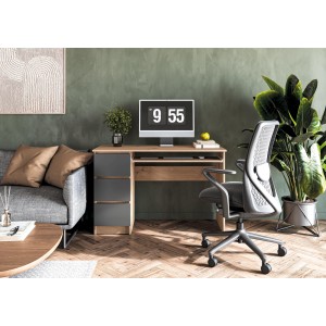 CINO biurko, dąb artisan / grafitowy