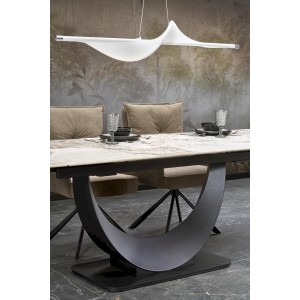 FERNANDO stół rozkładany, blat - biały marmur, nogi - czarny