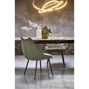 FELIX stół rozkładany, blat - popielaty marmur, nogi - czarny