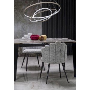 FELIX stół rozkładany, blat - popielaty marmur, nogi - czarny