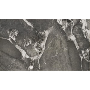 FELIX stół rozkładany, blat - popielaty marmur, nogi - czarny