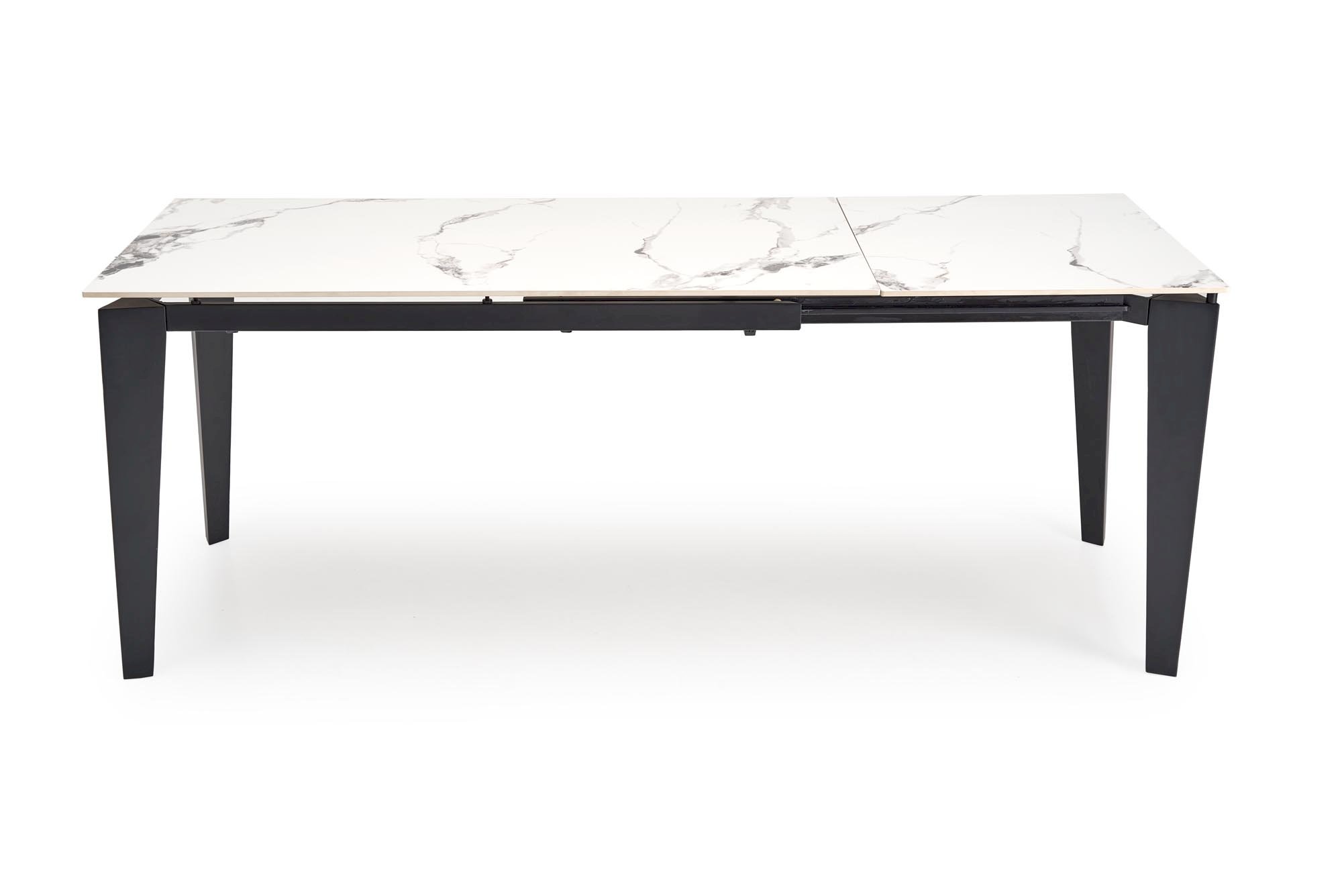 FELIX stół rozkładany, blat - biały marmur, nogi - czarny