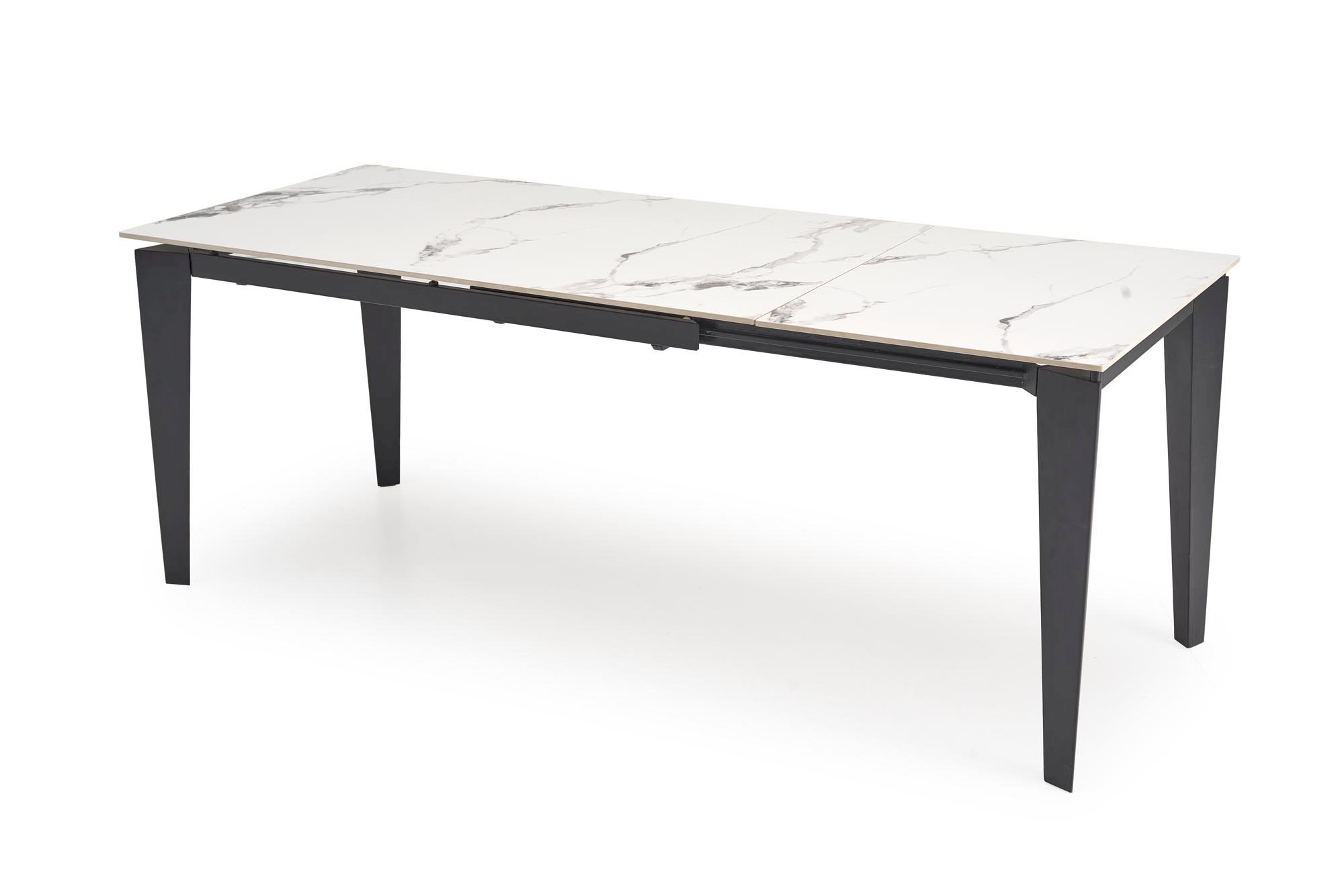 FELIX stół rozkładany, blat - biały marmur, nogi - czarny