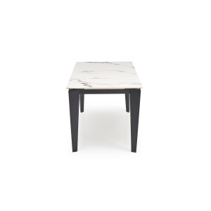 FELIX stół rozkładany, blat - biały marmur, nogi - czarny