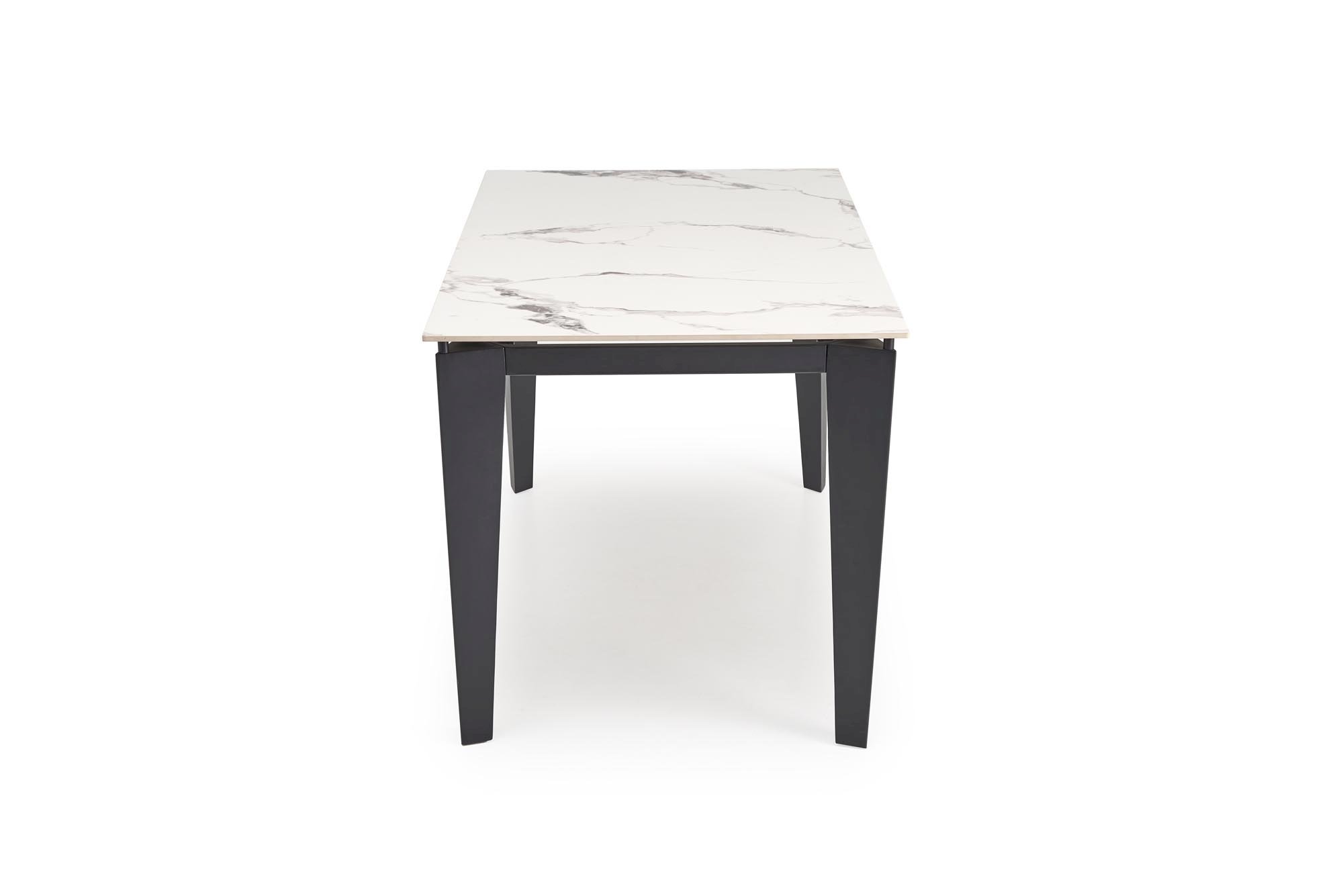 FELIX stół rozkładany, blat - biały marmur, nogi - czarny