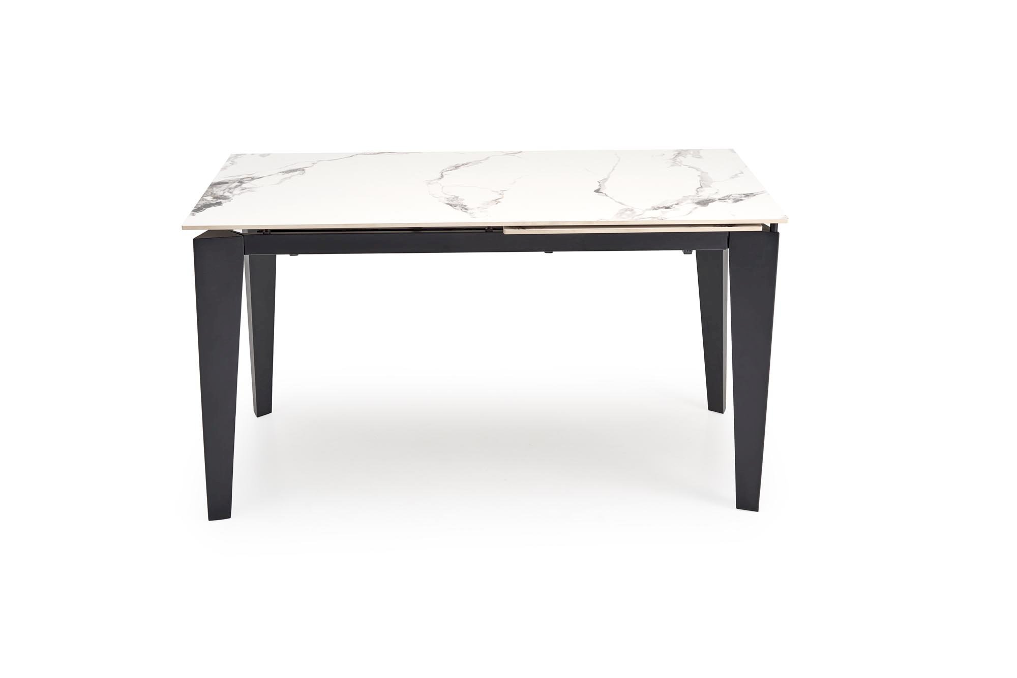 FELIX stół rozkładany, blat - biały marmur, nogi - czarny