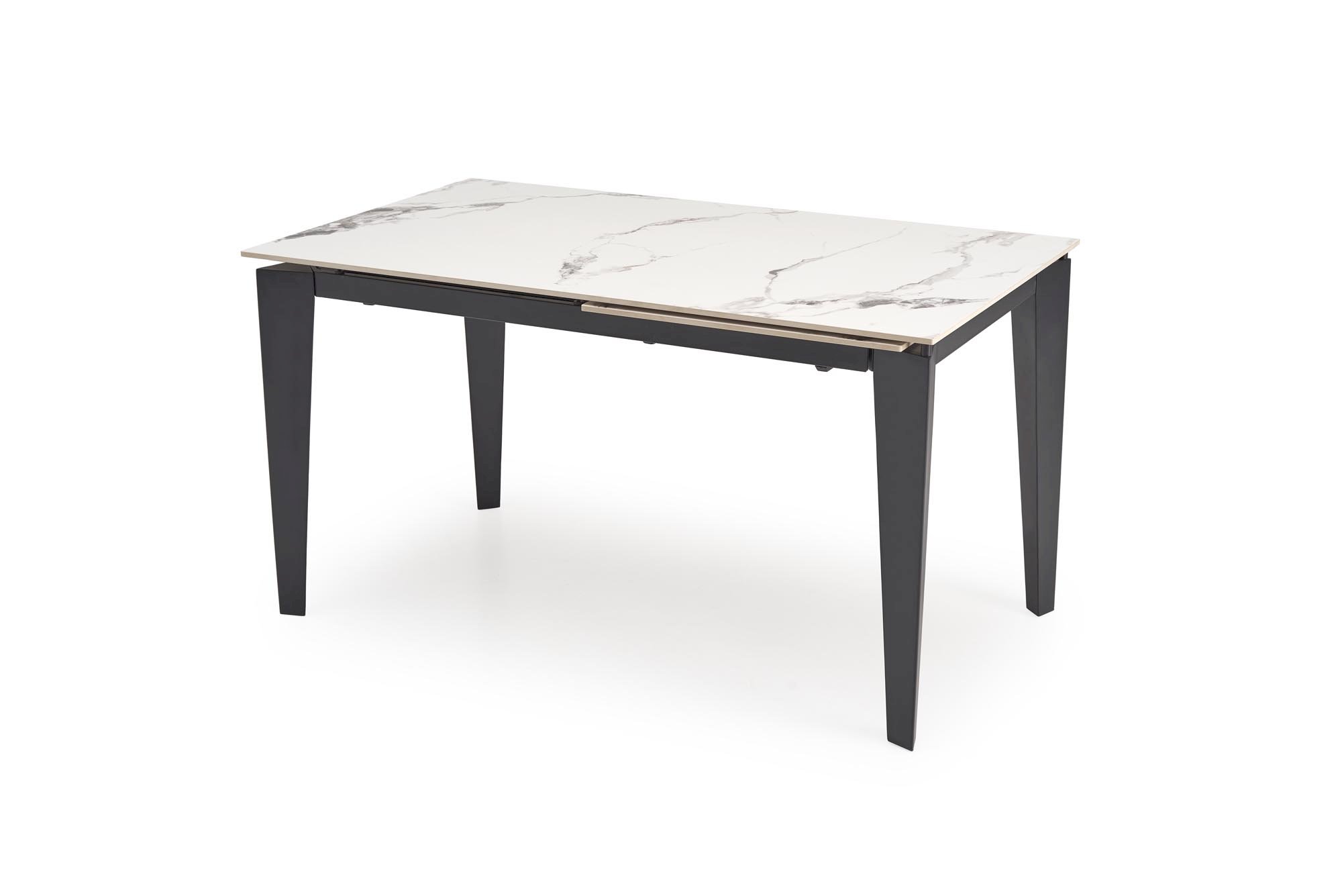 FELIX stół rozkładany, blat - biały marmur, nogi - czarny