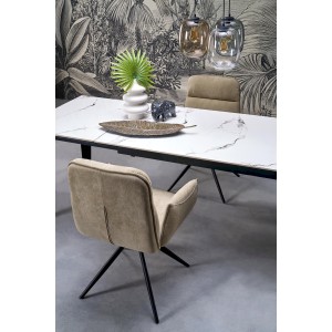 FELIX stół rozkładany, blat - biały marmur, nogi - czarny