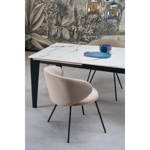 FELIX stół rozkładany, blat - biały marmur, nogi - czarny