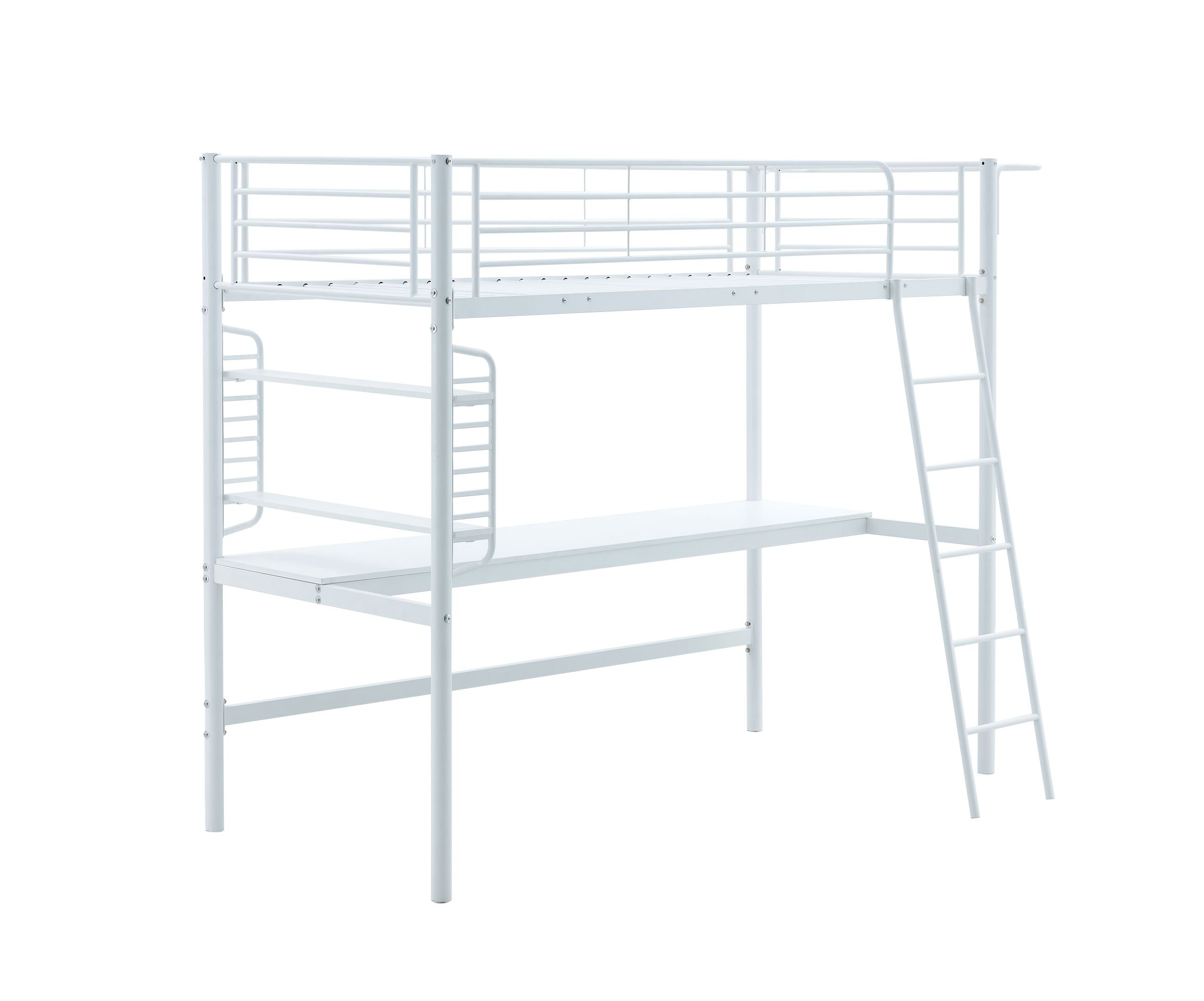 DOLCE łóżko piętrowe z biurkiem i organizerem, biały