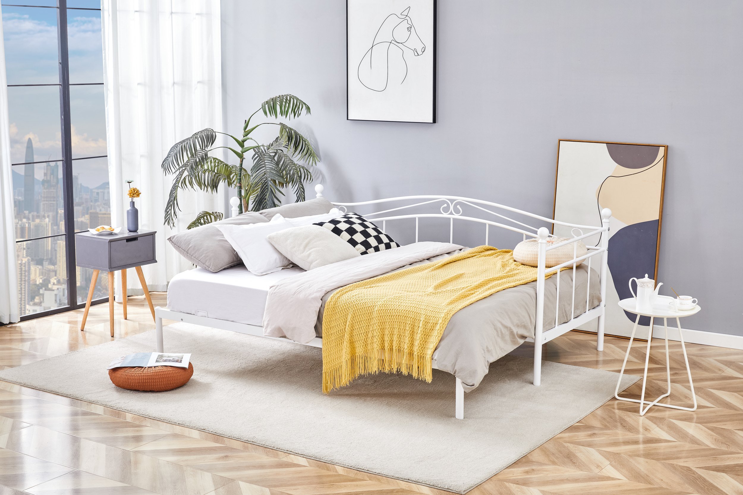 ARIZA łóżko z wysuwanym dodatkowym materacem, biały