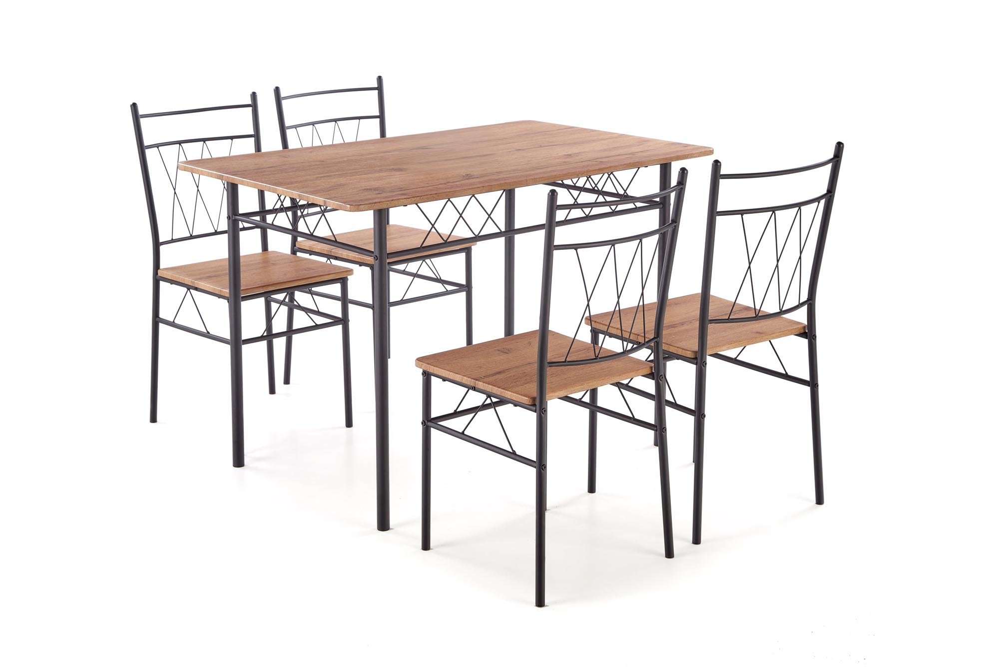 FAUST 3 zestaw stół + 4 krzesła dąb naturalny / czarny (1p=1kpl)
