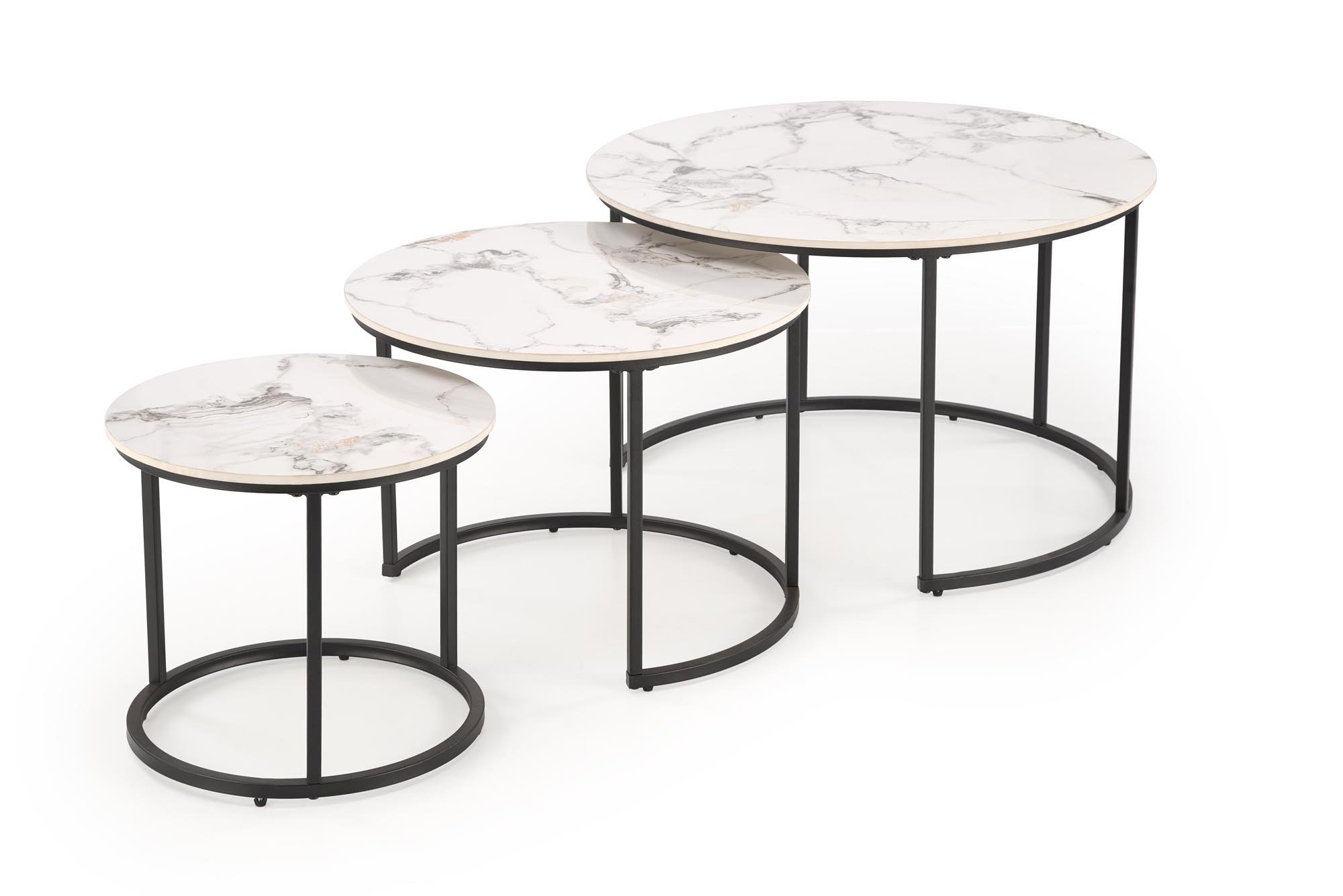 GILDA zestaw 3 ław, biały marmur / czarny (1p=1set)