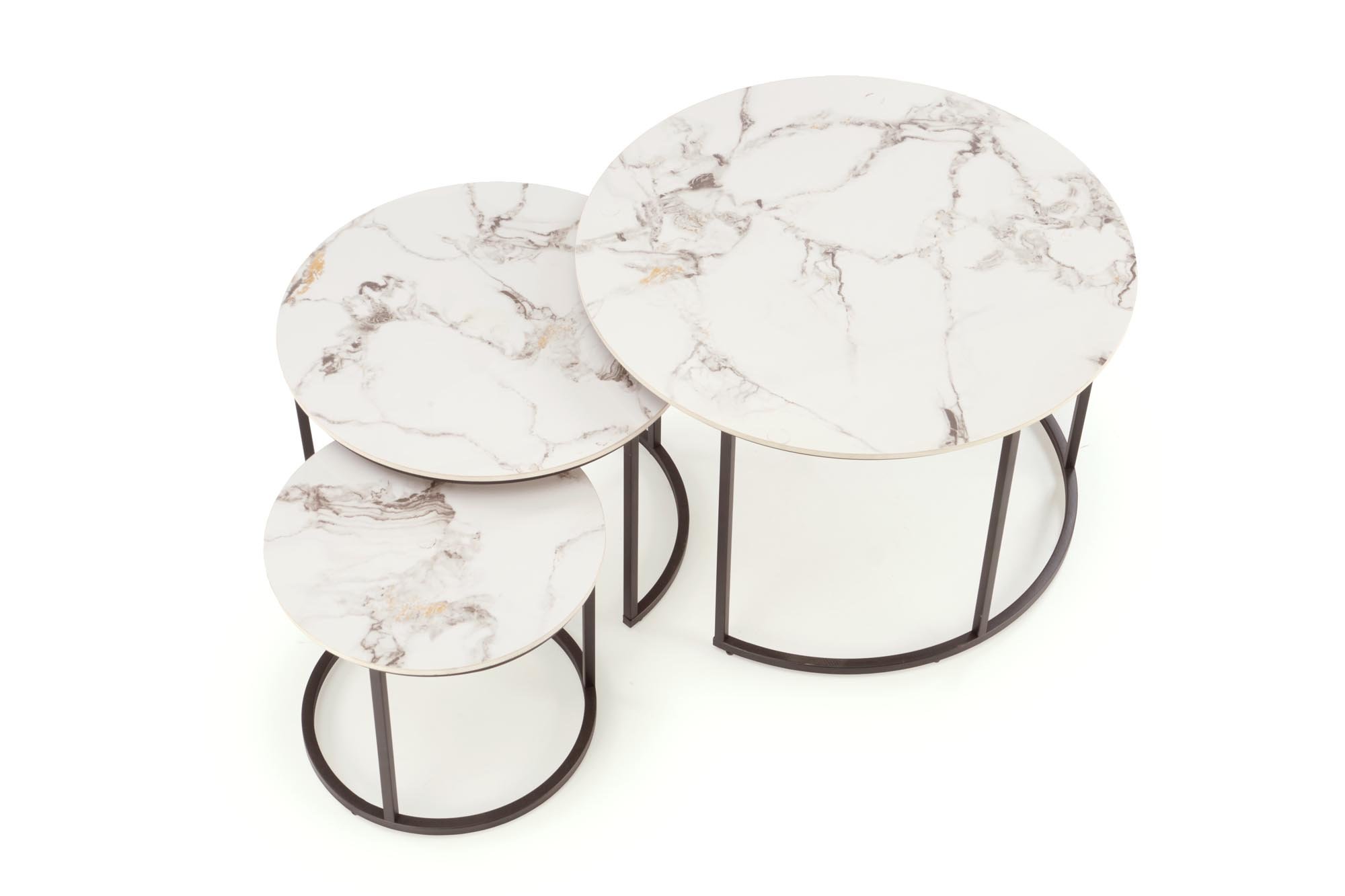 GILDA zestaw 3 ław, biały marmur / czarny (1p=1set)