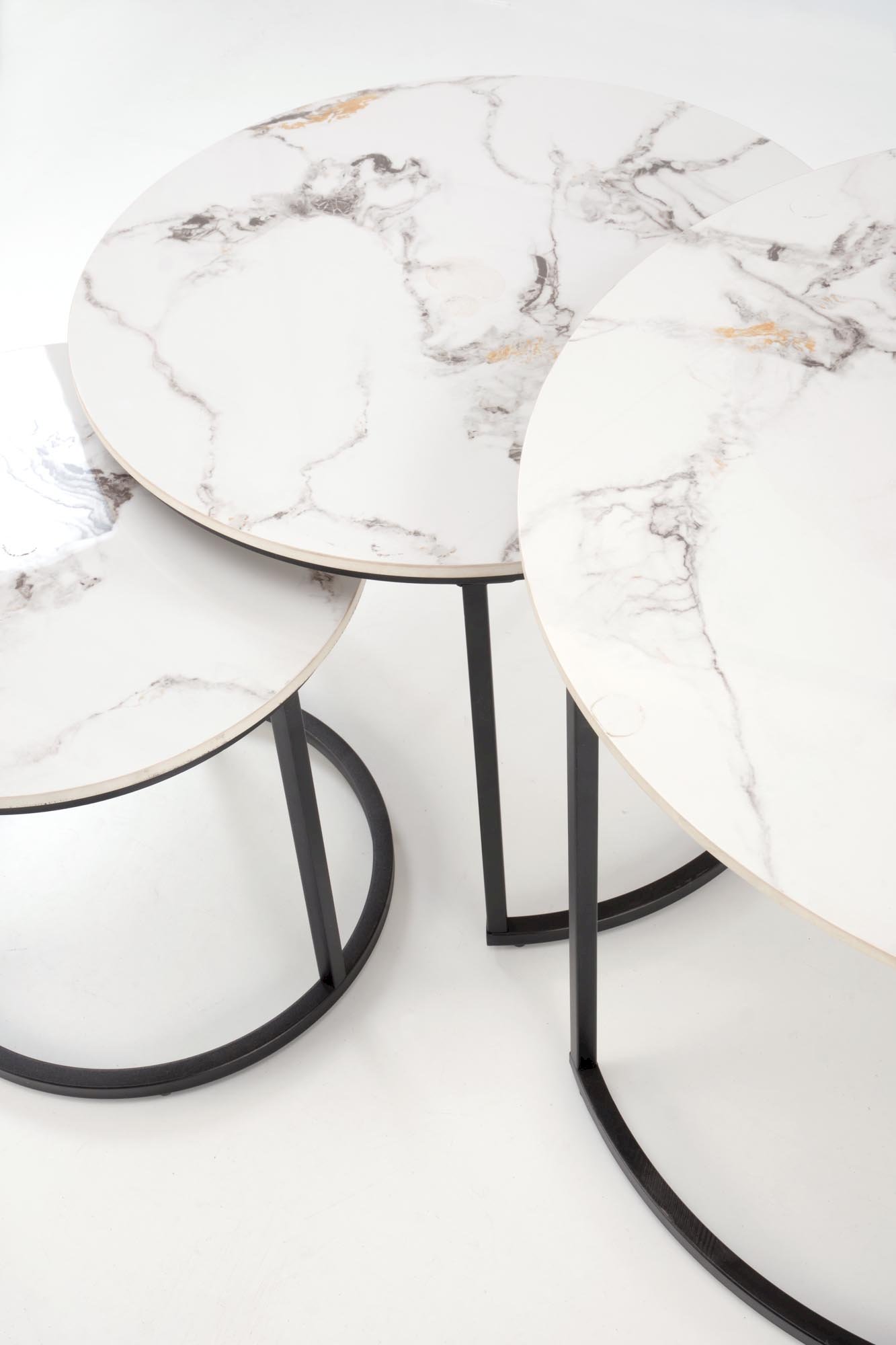 GILDA zestaw 3 ław, biały marmur / czarny (1p=1set)