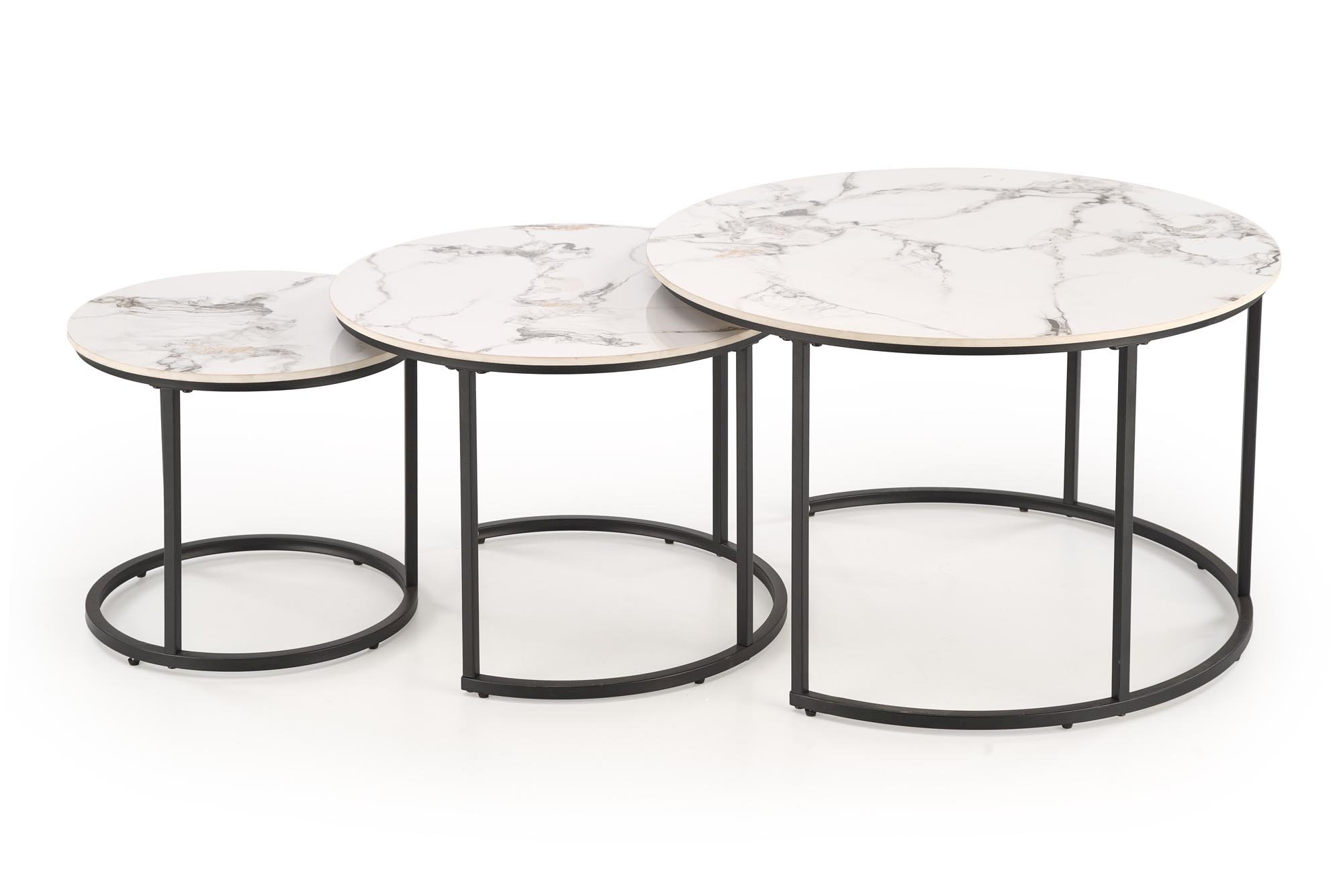 GILDA zestaw 3 ław, biały marmur / czarny (1p=1set)