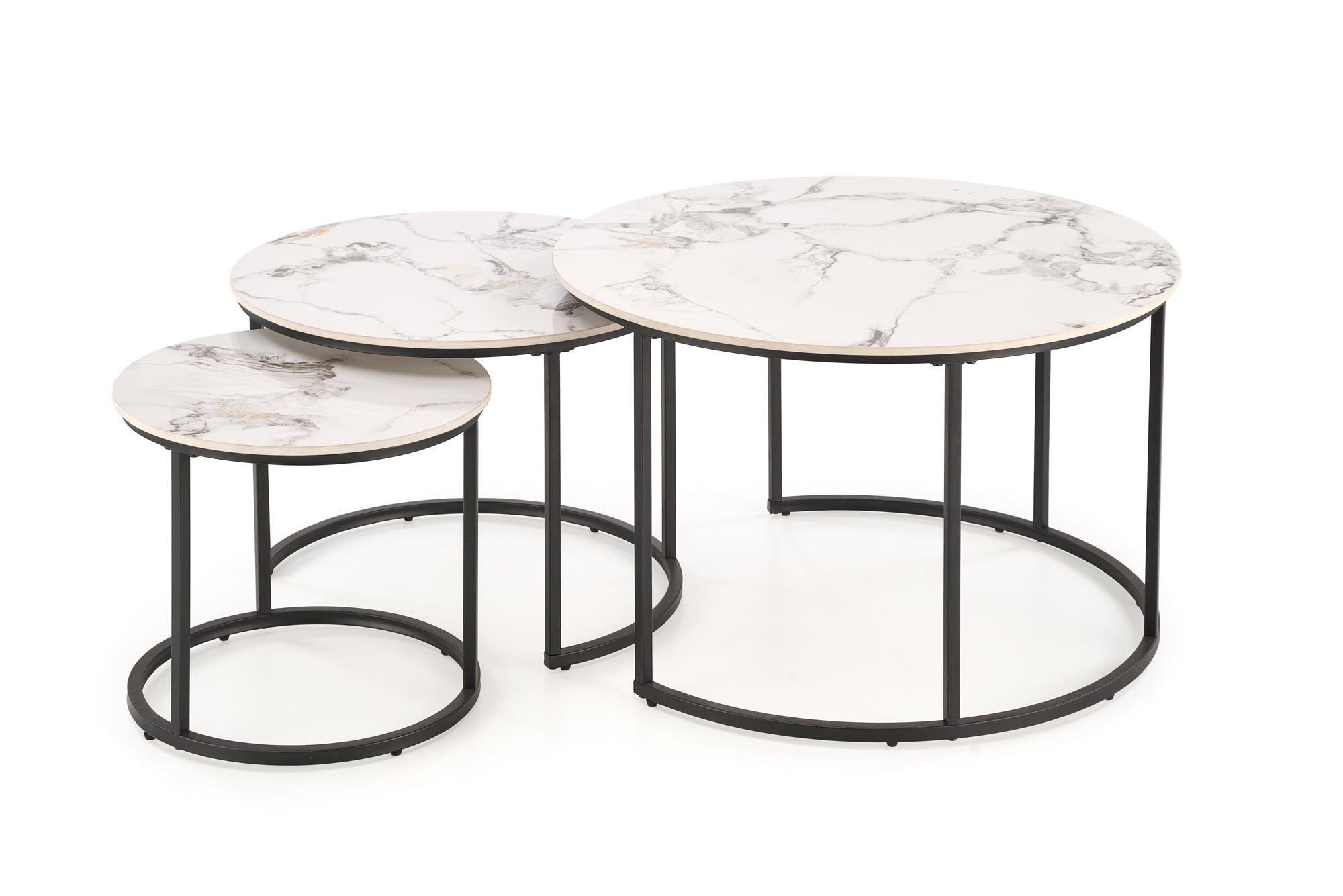 GILDA zestaw 3 ław, biały marmur / czarny (1p=1set)