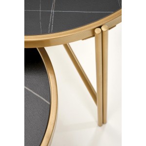 FATIMA zestaw 2 ław, czarny marmur / złoty