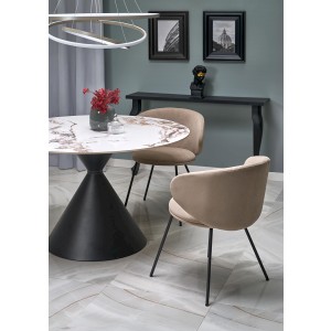 GARET stół okrągły, biały marmur / czarny