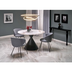 GARET stół okrągły, biały marmur / czarny