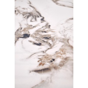 GARET stół okrągły, biały marmur / czarny