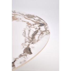 GARET stół okrągły, biały marmur / czarny