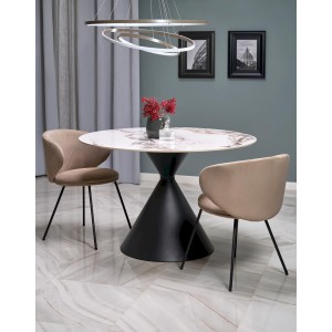 GARET stół okrągły, biały marmur / czarny