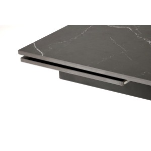 VITORINO stół rozkładany, blat - czarny marmur, nogi - czarny