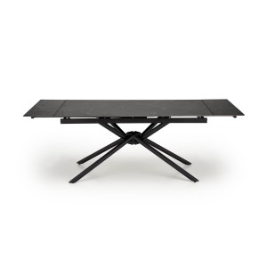 VITORINO stół rozkładany, blat - czarny marmur, nogi - czarny