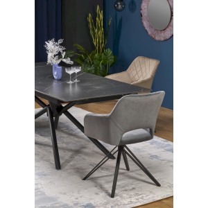 VITORINO stół rozkładany, blat - czarny marmur, nogi - czarny