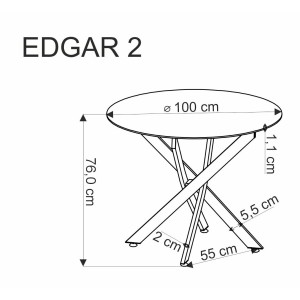 EDGAR 2 stół okrągły, blat - biały marmur, nogi - czarny