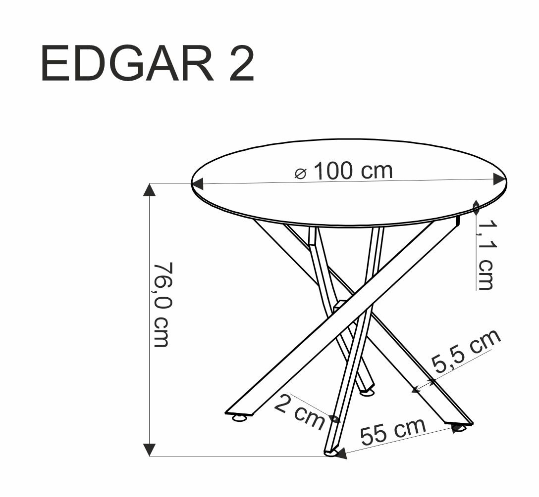EDGAR 2 stół okrągły, blat - biały marmur, nogi - czarny