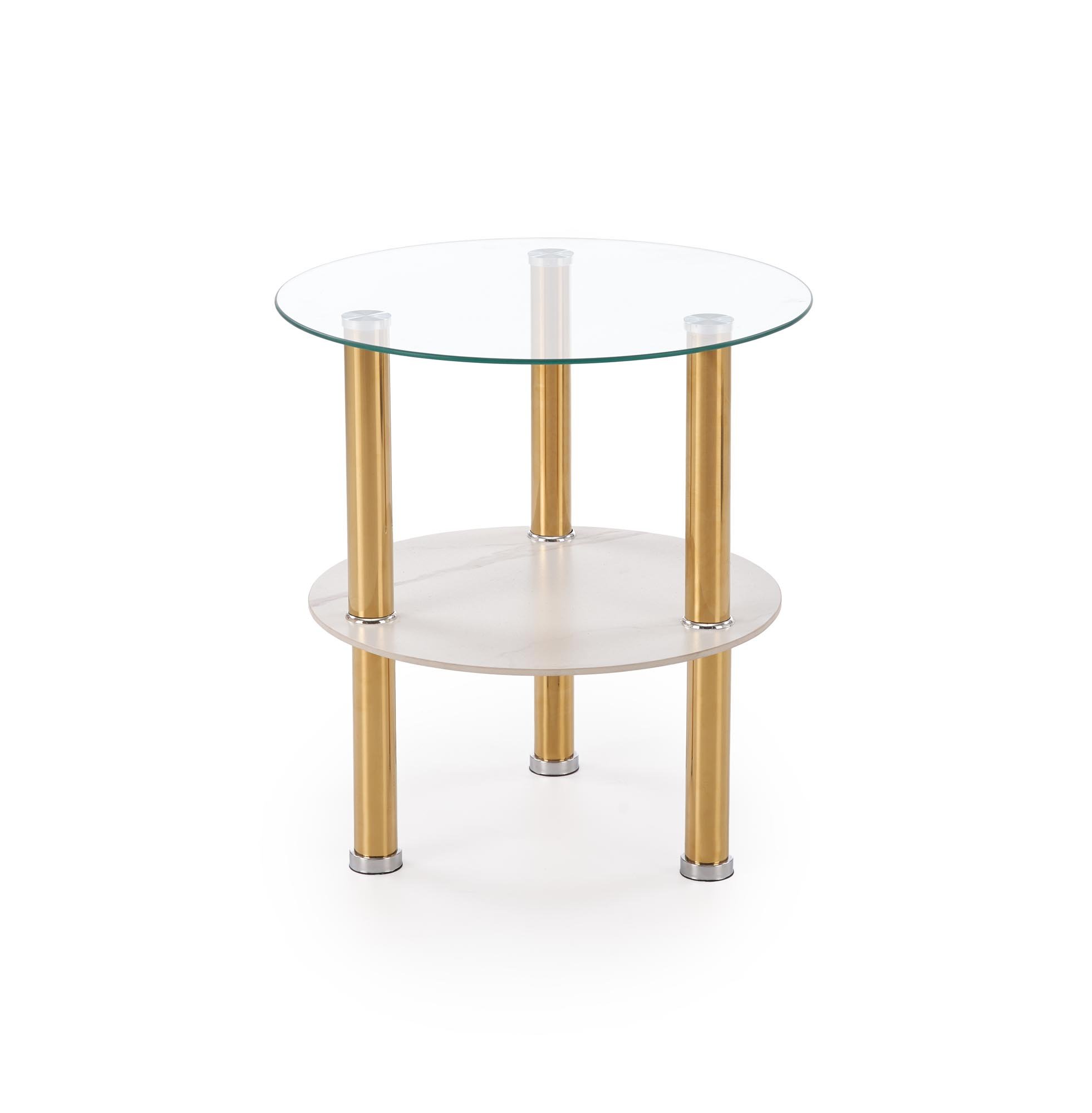 DUCAT S ława, biały marmur / transparentny / złoty