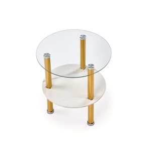 DUCAT S ława, biały marmur / transparentny / złoty