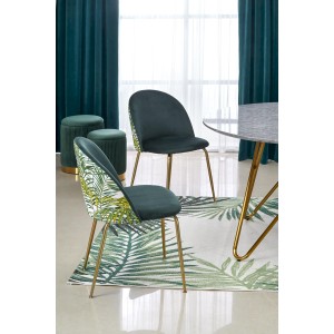 BONELLO stół, blat - popielaty marmur, nogi - złoty