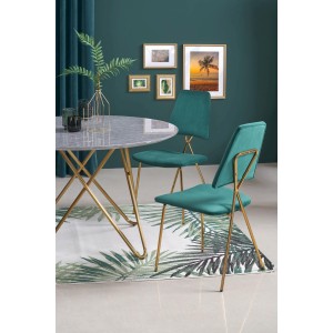 BONELLO stół, blat - popielaty marmur, nogi - złoty