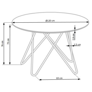 BONELLO stół, blat - popielaty marmur, nogi - złoty