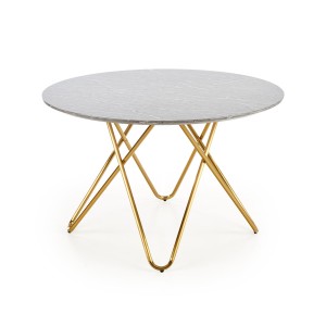 BONELLO stół, blat - popielaty marmur, nogi - złoty