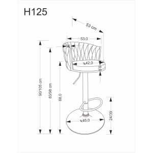 H125 hoker, nogi - czarny, siedzisko - popielaty