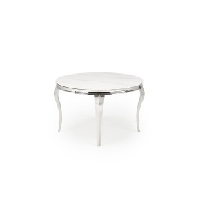 REGINALD stół okrągły blat - biały marmur, nogi - srebrny