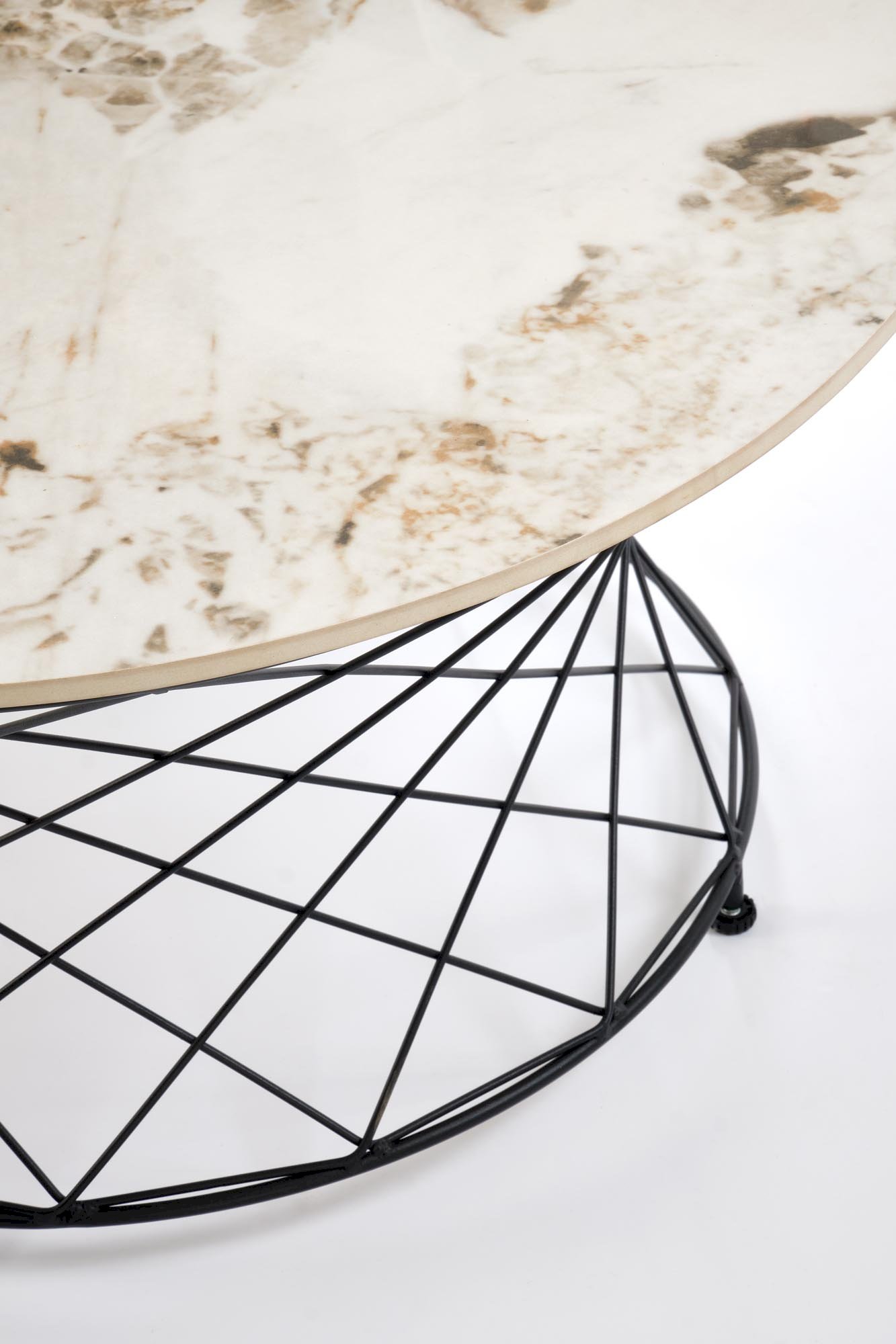 ALESSIA ława, beżowy marmur / czarny